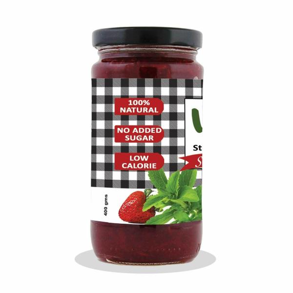 VIStevia Sugar Free Strawberry Jam (400 gm) Diabetic Friendly, Stevia