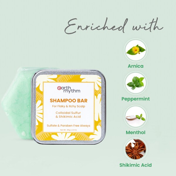 Earth Rhythm Shampoo Bar For Itchy And Flaky Scalp Men And Women, 80