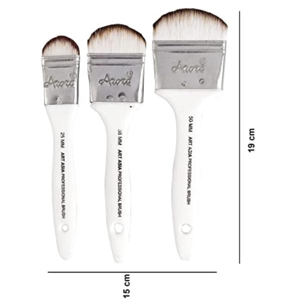 FRKB 3pc Synthetic Filbert Tip Paint Brush Set for Watercolor Painting