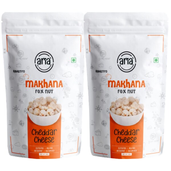 Aria Makhana (Pack of 2* 65 Gms) CHEDDAR CHEESE MAKHANA Phool Makhana