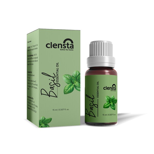 Clensta Basil Essential Oil for Aromatherapy, Stress Relief, Hair, Skin