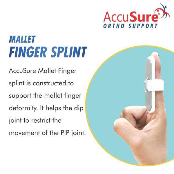 Accusure Grey White Finger Splint For Mallet Finger Deformity And Post