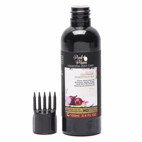 Pink Plums Onion Hair Oil With Comb Applicator for Hair Growth, No
