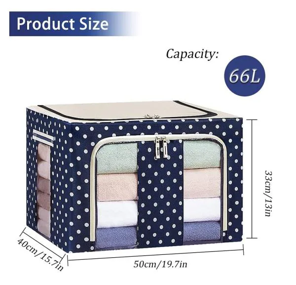 4tens 66Ltr Oxford Fabric Clothes Storage Boxes with Carry Handles
