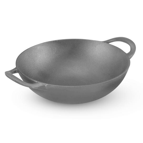 Kraft PreSeasoned Cast Iron Kadai 2.2 L (24 cm) Loha Kadhai with