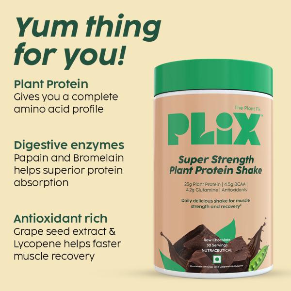 PLIX Strength Vegan Post Workout Plant Protein Powder 1KG (Chocolate