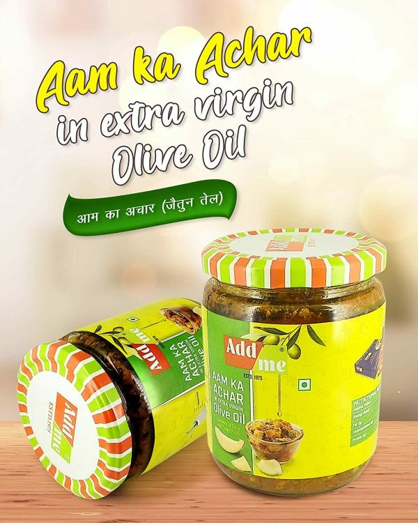 Add me Mango Pickle Aam Ka Achar in Extra Virgin Olive Oil 500 gm