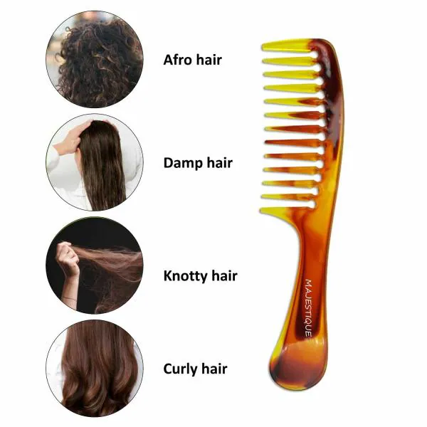 Majestique Wide Tooth Comb Perfectly Designed for Curly Hair,Long Hair,Wet  Hair,Detangling Comb, Paddle Hair Comb - 2Pcs - JioMart