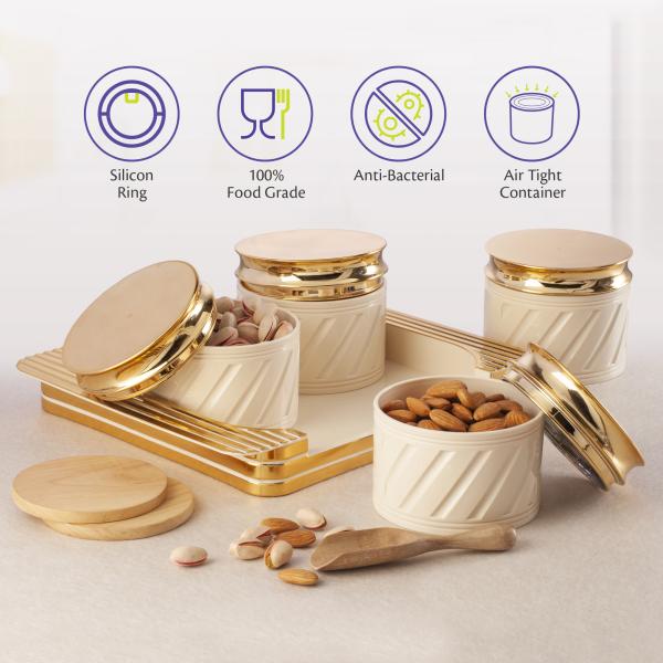Selvel Air Tight Dry Fruit Container Tray Set with Lid, Italian