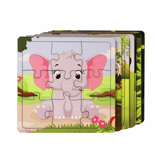 Fiddly's Wildlife Wood Jigsaw Puzzles for Kid and Childrens 9 Pieces