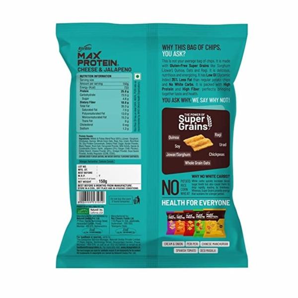 Max Protein Cheese & Jalapeno Protein Chips, 150g Pouches Pack of 3