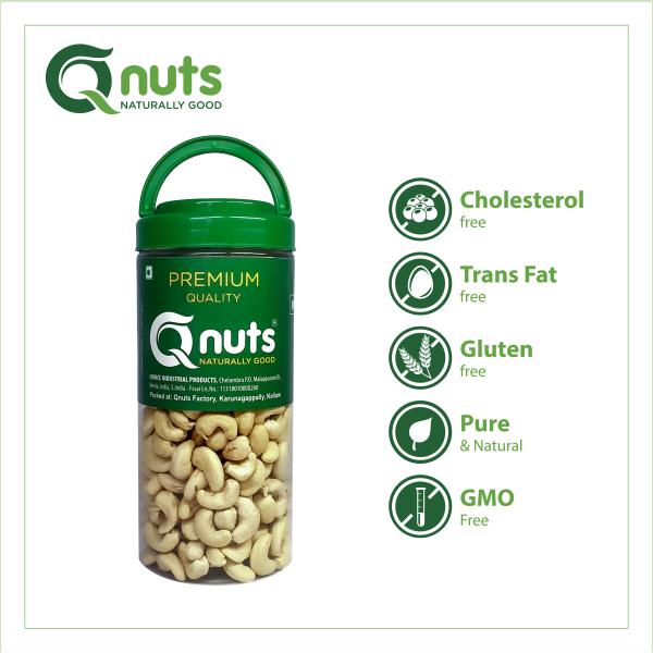 Q nuts Naturally Good Cashew/ Kaju Nuts Grade W320 Regular Size (500g
