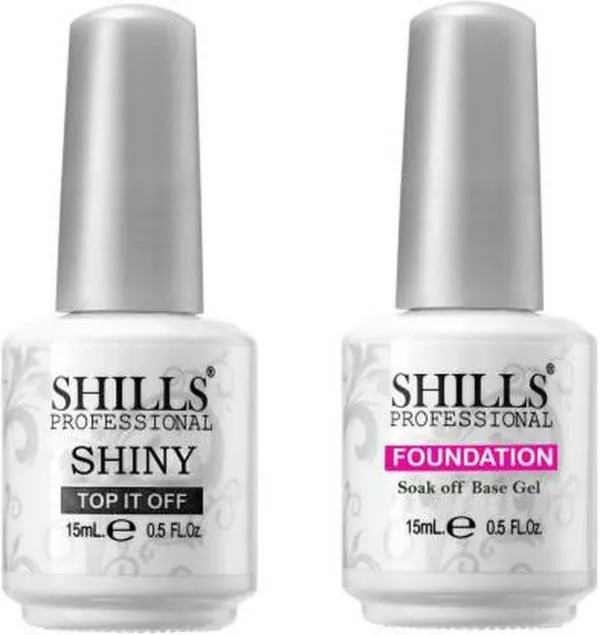 Shills Professional Soak Off Top Coat and Base Coat Gel Polish(Pack of
