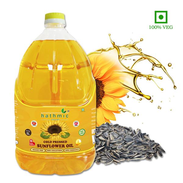 Hathmic Cold Pressed Sunflower Oil, 5L JioMart
