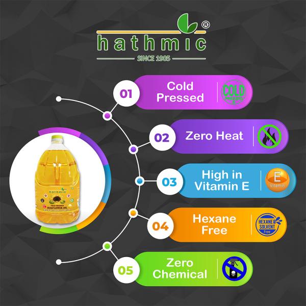Hathmic Cold Pressed Sunflower Oil, 5L JioMart