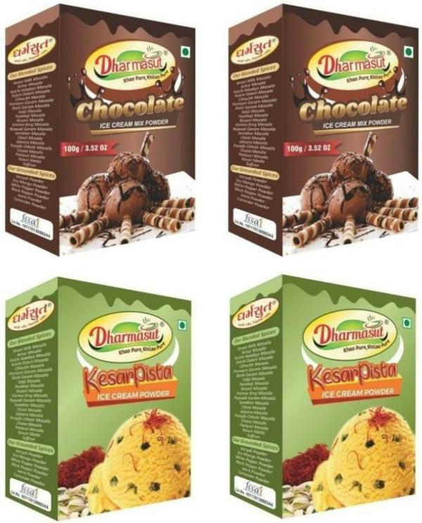 Dharmasut Chocolate, Kesar Pista Instant Ice Cream Mix Powder, 100 G