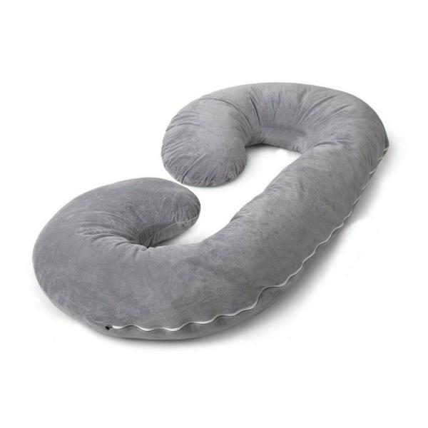 Preeti Pillows Grey Microfiber Pregnancy Body Pillow C Shaped Full Body Pillow for Pregnant
