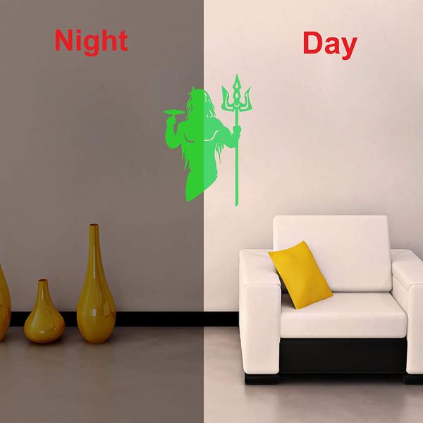 DreamKraft Green Vinyl Glow In The Dark Lord Shiva Radium Wall Stickers