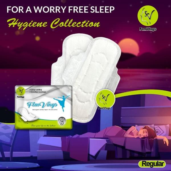Femvings Hygienic Ultra Absorbent Sanitary Pad Regular size 240mm 6