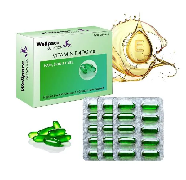 Wellpace Nutrition Vitamin E 400 Capsule for Glowing Face, Skin and Hair  Nutrition (30 Capsules) - JioMart