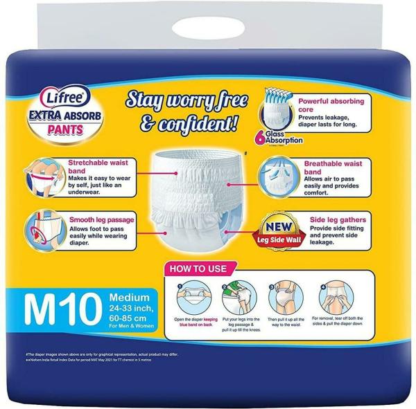 LIFREE Disposable Adult Diapers Medium 10 pc. JioMart