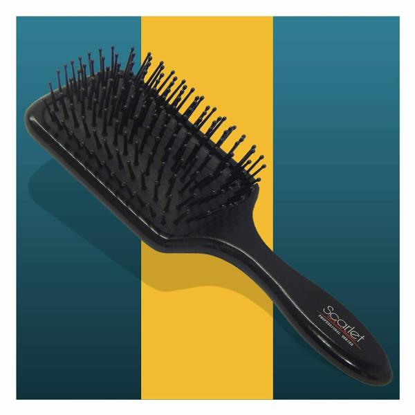 Scarlet Line Professional Large Paddle Hair Brush with Heat Resistant  Bristles with Anti Static Wooden Handle for Men and Women, Black Color_Full  Size - JioMart