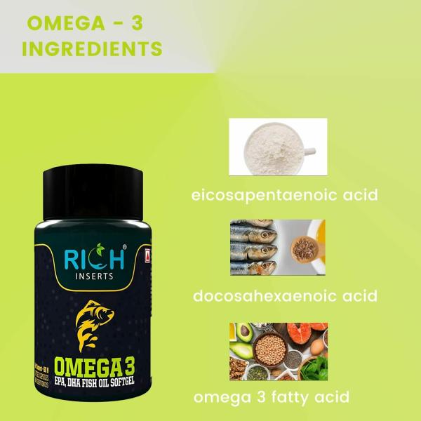 Rich Inserts Omega 3 Fish Oil Health Support For CardioVascular