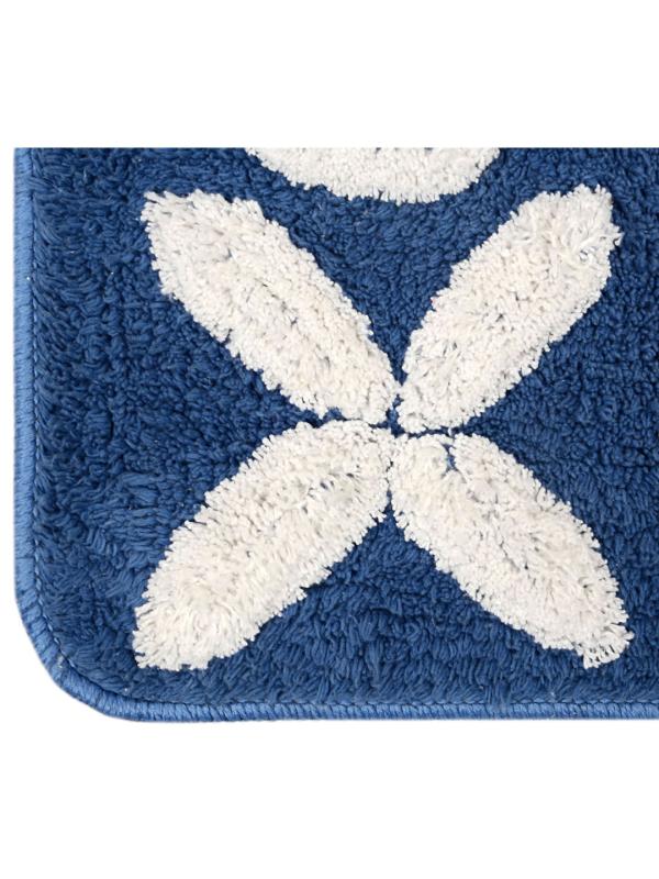 Saral Home Easy Living Blue Cotton Bath Mat With Contour 40x60 cm