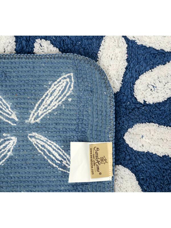 Saral Home Easy Living Blue Cotton Bath Mat With Contour 40x60 cm