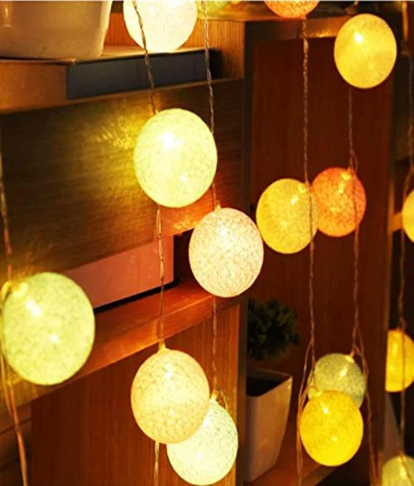 X4Cart Cotton Ball String Lights 16 Led (PlugIn) Decorative Lights JioMart