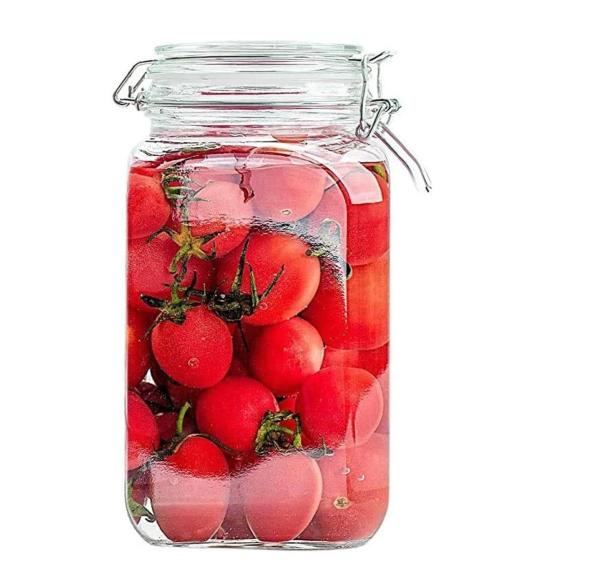 Cracker Transparent Glass And Silicone Airtight Canister Kitchen Square