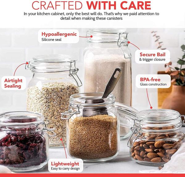 Cracker Transparent Glass And Silicone Airtight Canister Kitchen Square