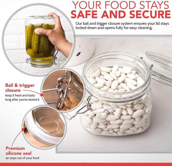 Cracker Transparent Glass And Silicone Airtight Canister Kitchen Square