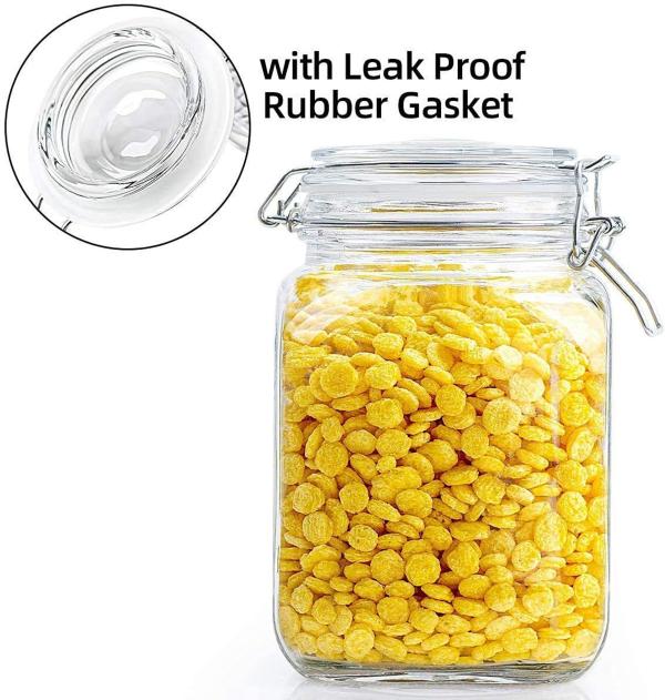 Cracker Transparent Glass And Silicone Airtight Canister Kitchen Square