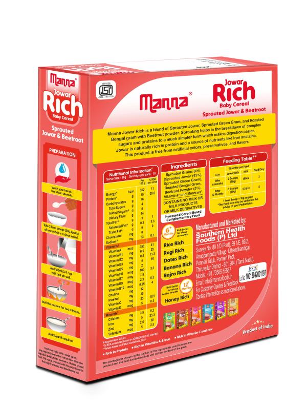 Manna Baby Food (6+ Months) Baby Cereal Infant Food Sprouted