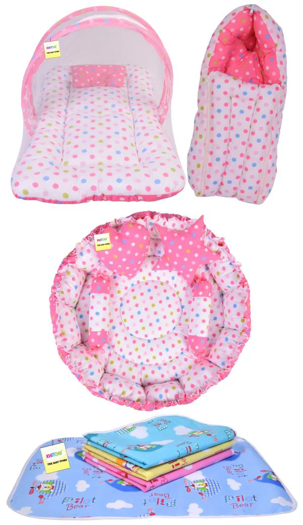 Kwitchy New Born Baby Bedding Set Combo of Sleeping Bag Reversible Nest