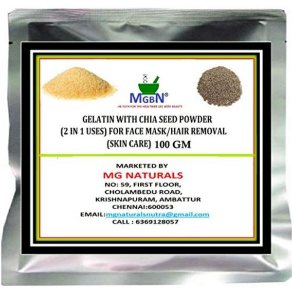 MGBN Gelatin With Chia Seed Powder 2 In 1 Uses For Face Mask, Hair