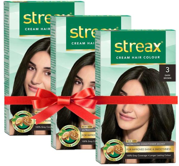 Streax Dark Brown Hair Color, 120 Ml (Pack Of 3) - JioMart