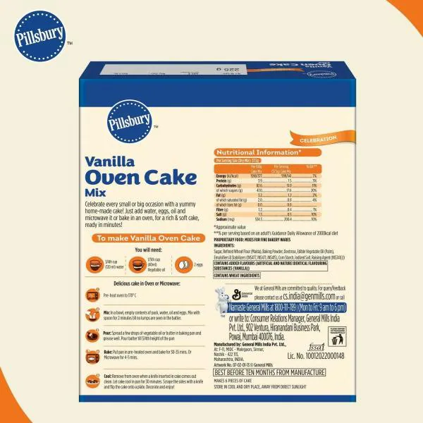 Pillsbury Oven Cake Mix, Vanilla, (Pack of 4 225 Gm Each) JioMart