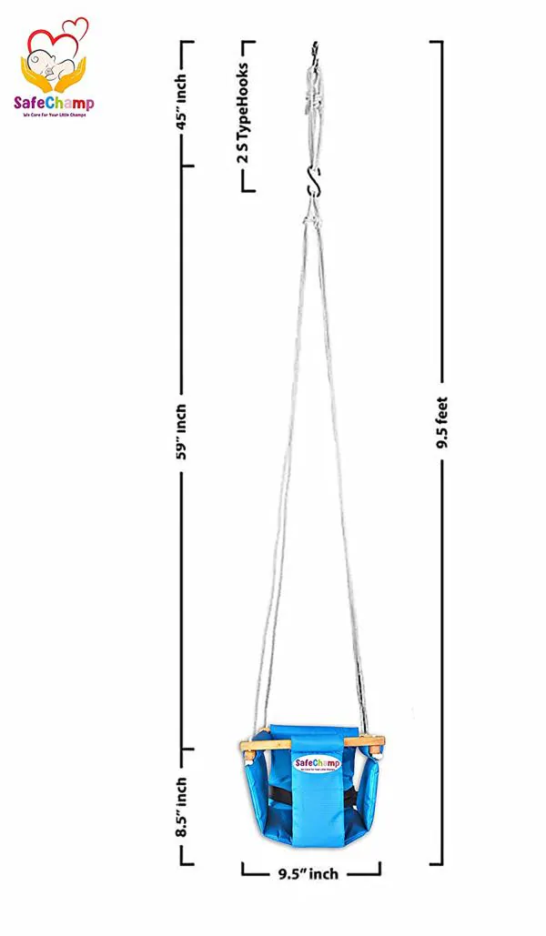 SafeChamp Sky Blue Ducky Baby Swing Seat Hanging Indoor Swing for Kids, Temporary Baby Swing