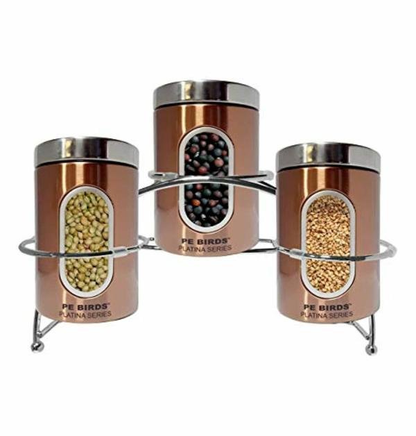 PE BIRDS Durable Silver Stainless Steel Jar Stand JioMart