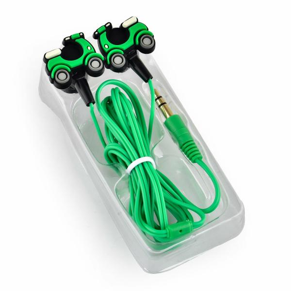 Scoobies Scooter Charm Earbuds Ear Wired Earphones Frisky Green Scooter Design 3.5 mm Jack