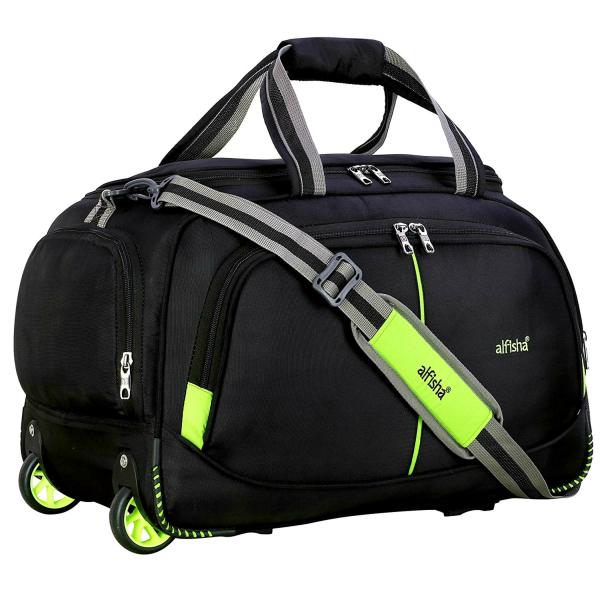 Alfisha Black Lightweight Travel Duffle Upright Luggage Strolley Bag