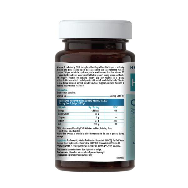 HealthKart HK Vitals Vitamin D3 (2000 IU), For Immunity, Muscle Strength and Prevention of