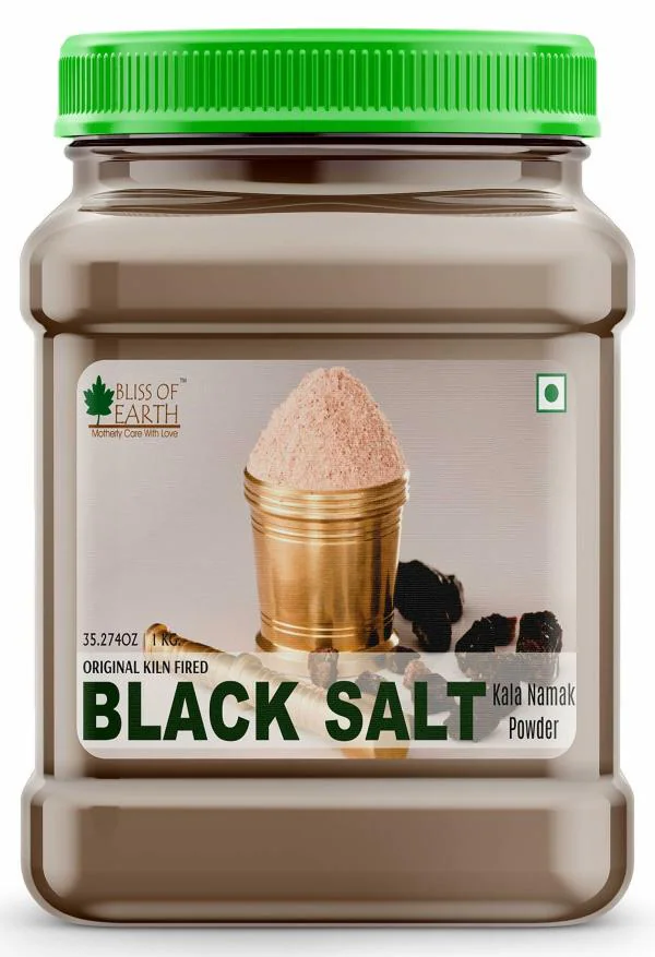 Bliss of Earth Traditional Kiln Fired Black Salt Powder Kala Namak Non