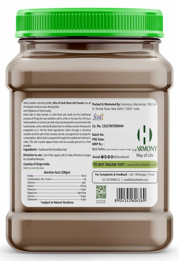 Bliss of Earth Traditional Kiln Fired Black Salt Powder Kala Namak Non