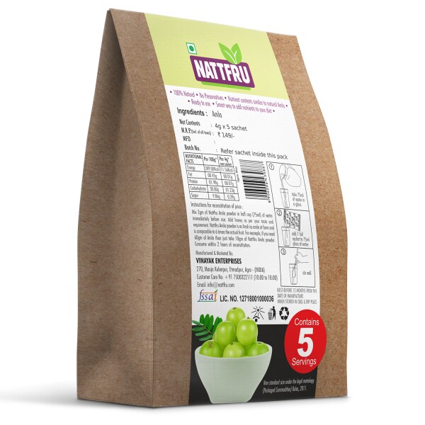 Nattfru Amla Juice Powder Healthy Heart & Hair 100 Natural, No Artificial Colour, No