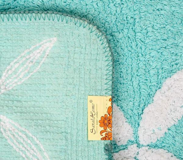 Saral Home Easy Living Light Blue Cotton Bath Mat With Contour 40x60 cm, 40x45 cm (Set of 2