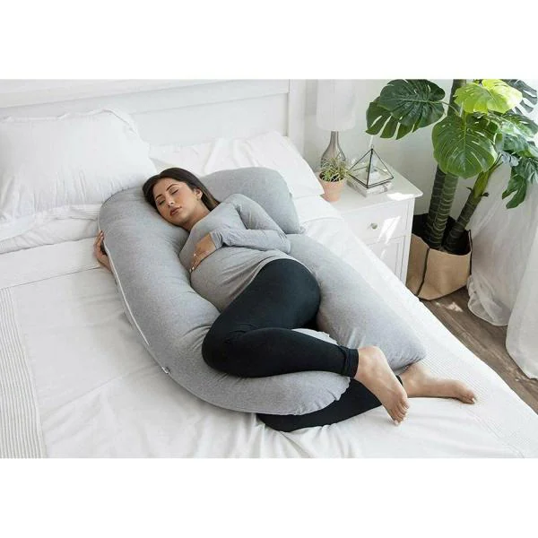 Preeti Pillows Grey Microfiber Pregnancy Body Pillow C Shaped Full Body