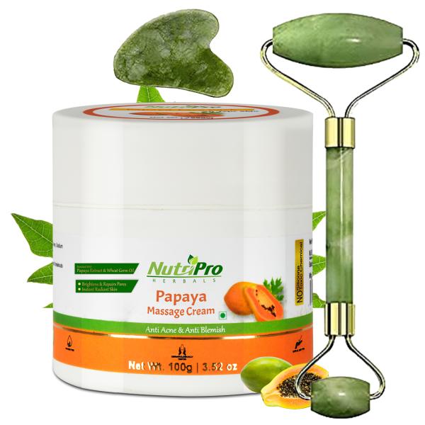 NutirPro Papaya Massage Cream With Roller Aloe Vera Extract, Papaya Extract, 150GM JioMart